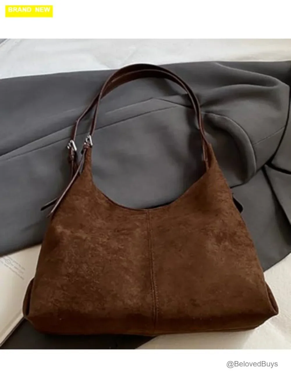 Slouchy Suede Saddle Hobo Shoulder Bag Crescent Crossbody Purse Tote